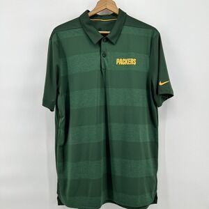 Nike Dri Fit Polo Mens Large NFL On Field Green Bay Packers Performance